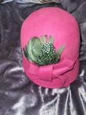 Dickson& Jones Vintage Ladies Hat Cerise Feather Ex Cond Great Hat