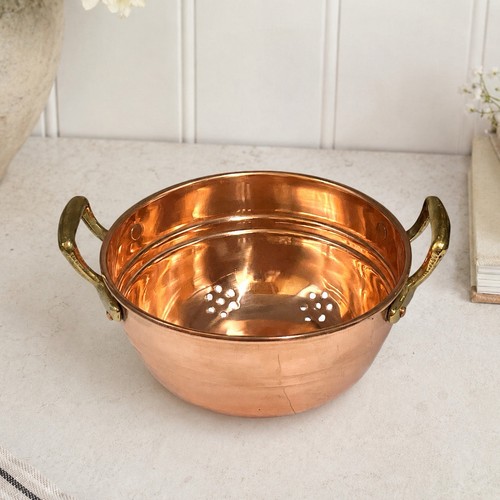 Vintage french copper colander - french,