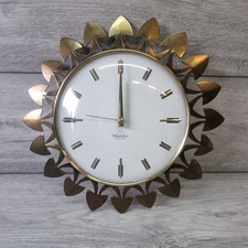 Vintage Westclox Electric Sunburst Clock Made In Scotland Gold 29cm Untested