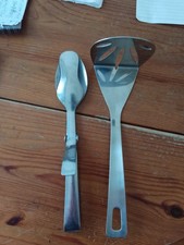 Cooking Tongs And Potato Masher. Stainless Steel.