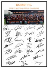 9915. 2024-25 Barnet FC Signed Team Photo Sheet (PRINTED AUTOGRAPH - A4)