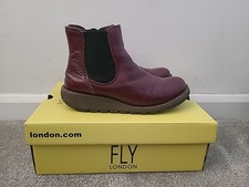 FLY LONDON SALV CHELSEA BOOTS WINE SIZE 6