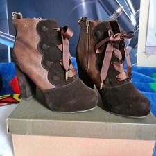 Liz Lisa Brown Boots Shoes Zip up Heart charm Lolita Kawaii Japanese Jfashion L