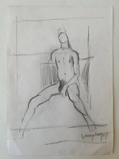 KEITH VAUGHAN, Graphite Drawing on Paper, Nude Male Study, Signed & Dated 1957.