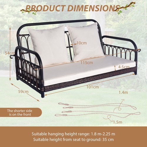 Wicker hanging swing with - wicker,