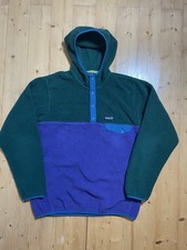 Patagonia Synchilla Snap T Hoodie Green Purple Pullover Fleece Jacket Men's