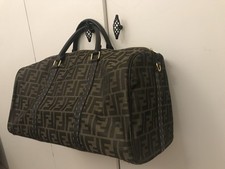 Tote Travel Fendi Style Bag Vintage Leather Canvas zucchino