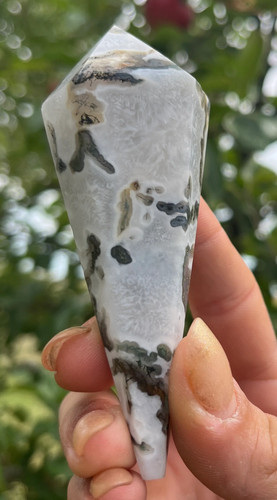 Polished moss agate wand - agate,