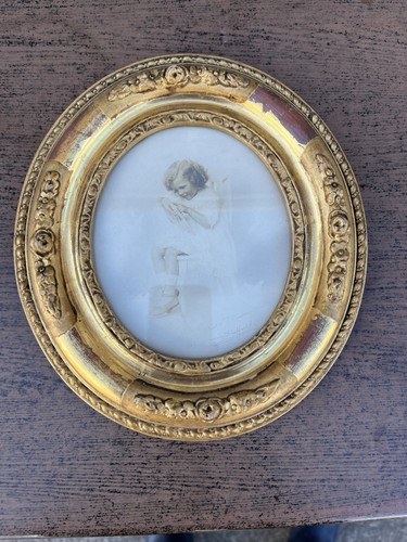 Fabulous antique gilded oval - gilded,