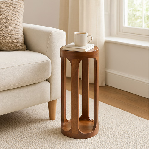 Wooden round bed side end - side,