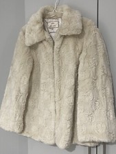 PERUNA M&S CREAM FAUX FUR JACKET SIZE M