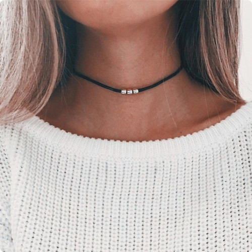 Black choker necklace charm - choker,