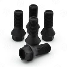 4x M14 x 1.25 27mm Wheel Bolts, OEM Style, Black, Tapered Seat Nuts Lugs BMW F07
