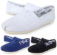 WOMENS LADIES FLAT SLIP ON ESPADRILLES PUMPS CANVAS PLIMSOLES SHOES SIZE 3 - 8