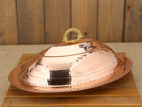 Hammered copper serving - hammered, plate
