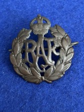 Genuine CWW2 RAF Royal Air Force King’s Crown Dished Bronze Cap Badge+Split Pin
