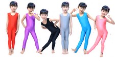 Kids Sleeveless Dance Gymnastics Catsuit All In One Unitards Leotard Lycra