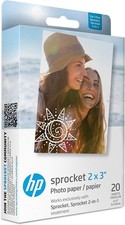 HP 1AH01A Sprocket 2x3" Premium Zink Sticky Back Photo Paper (20 Sheets)