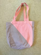 Lovely Pink & Black & White Striped Jack Wills Large Canvas Tote Bag 14 X 12 X 4