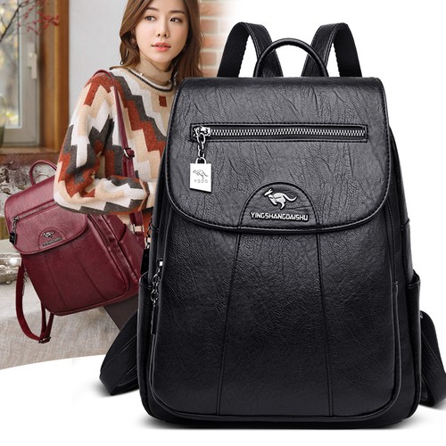Lady backpack soft - soft, leather