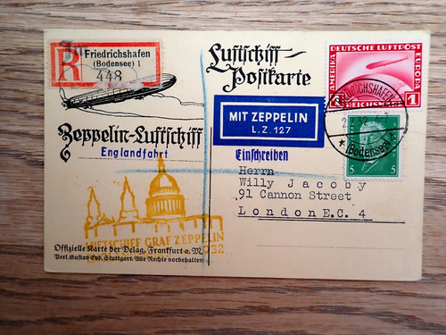 Zeppelin flight postcard