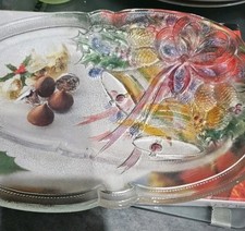 Celebrations by Mikasa Holiday Bells Collection 10" Glass  Serving Dish Boxed
