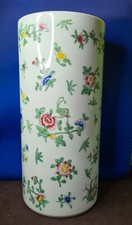 Vintage Chinese Porcelain Sleeve Vase Painted with Flowers and Insects