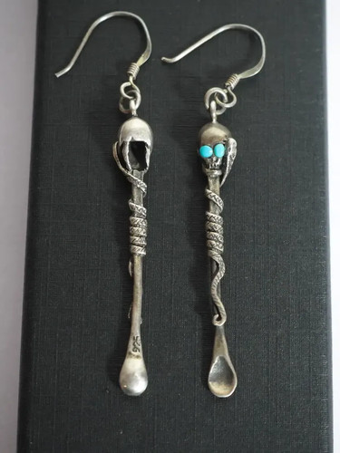 Skull snake earrings 925 - skull,