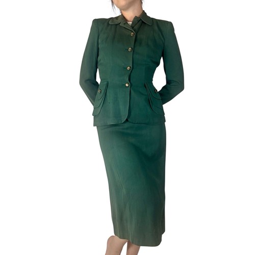 Vintage 1940s green - silk, skirt