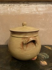 Fratelli Coli Large Clay Pot Pottery Yellow Stone Ware W/ Lid Made In Italy