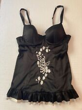 La Senza Cherish Black and White Satin Babydoll Size 16 in Excellent Condition 