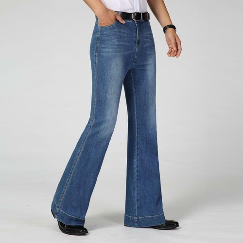Men slim bell bottom jeans - men,