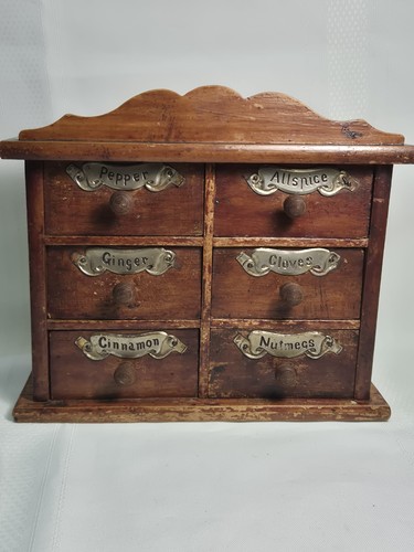 Vintage drawers treen spice - 6,