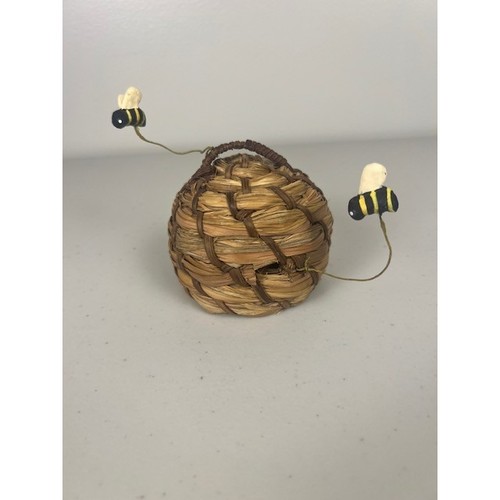 Miniature woven straw bee skep - miniature,