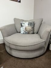 Swivel Round Cuddle Chair. Grey Fabric.  Living Room. Pick Up Only In Stevenage