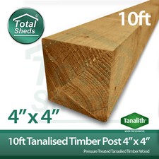 **PACK OF 5**  10FT  (4 x 4) Tanalised Timber Post For Fencing