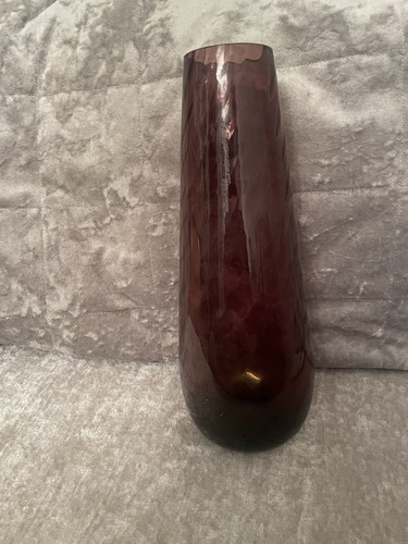 Large burgundy red glass - red, vase