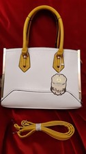 Brand New & Tagged MODA Handbag - Handles & Long Strap - White & Mustard -Lovely