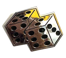 Silver & Black Metal Dice Casino Gamblers Metal Enamelled Lapel Double Pin Badge