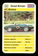 1 x info card Vintage car racer AC Bristol - R129