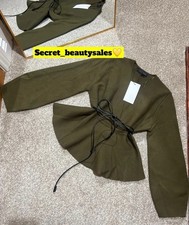 ZARA dark Khaki Peplum Belted