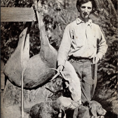 Hunter knife posing with buck - knife,