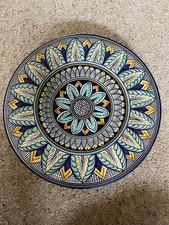 Deruta Vintage Colourful Large Wall Plate Hand Painted Italian Ceramic - 31.5cms
