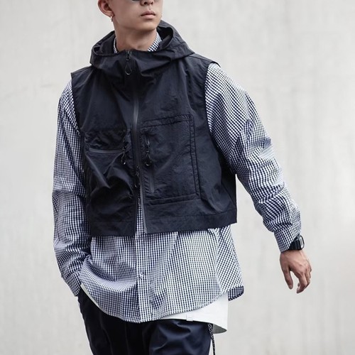 Men hooded casual - hooded, vest