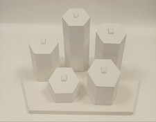 Unique Hexagonal White Display Boxes - Set of 5 Stands Jewelry Accessory    