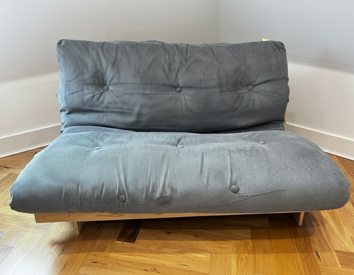 Double blue grey futon bed - blue,