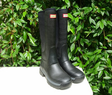 Women's Hunter Balmoral Field Hybrid Size 5 Tall Wellington Black Vibram Sole