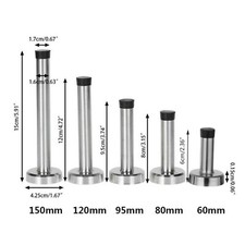 Projection Door Stop Chrome Metal Wall Mounted Doorstop Rubber Buffer Stopper