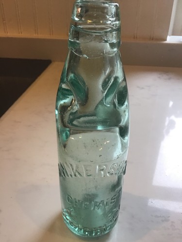 Antique embossed glass bottle - embossed,