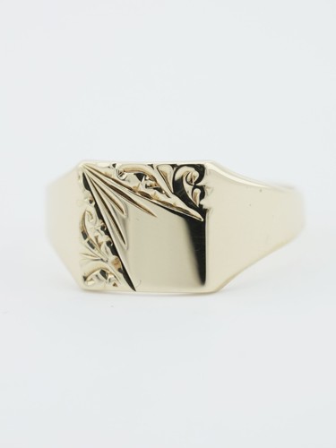 Gold square signet ring 9ct - signet,